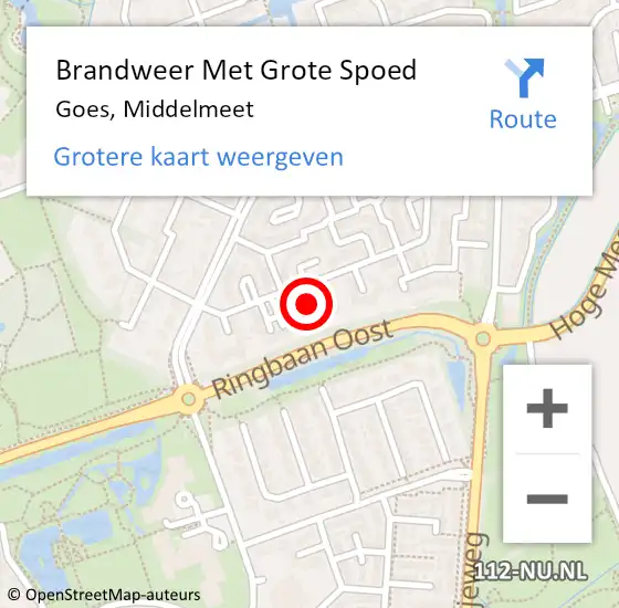 Locatie op kaart van de 112 melding: Brandweer Met Grote Spoed Naar Goes, Middelmeet op 5 oktober 2014 09:21