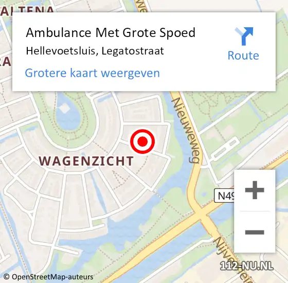 Locatie op kaart van de 112 melding: Ambulance Met Grote Spoed Naar Hellevoetsluis, Legatostraat op 9 mei 2024 16:00