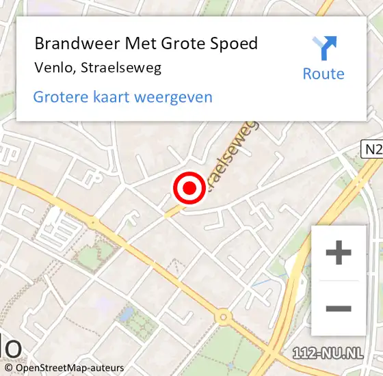 Locatie op kaart van de 112 melding: Brandweer Met Grote Spoed Naar Venlo, Straelseweg op 9 mei 2024 16:07