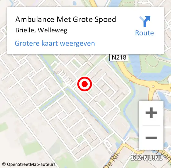 Locatie op kaart van de 112 melding: Ambulance Met Grote Spoed Naar Brielle, Welleweg op 9 mei 2024 16:47