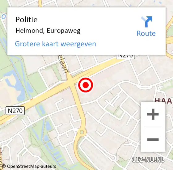 Locatie op kaart van de 112 melding: Politie Helmond, Europaweg op 9 mei 2024 16:52