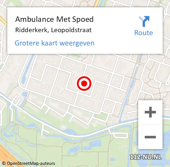 Locatie op kaart van de 112 melding: Ambulance Met Spoed Naar Ridderkerk, Leopoldstraat op 9 mei 2024 16:55