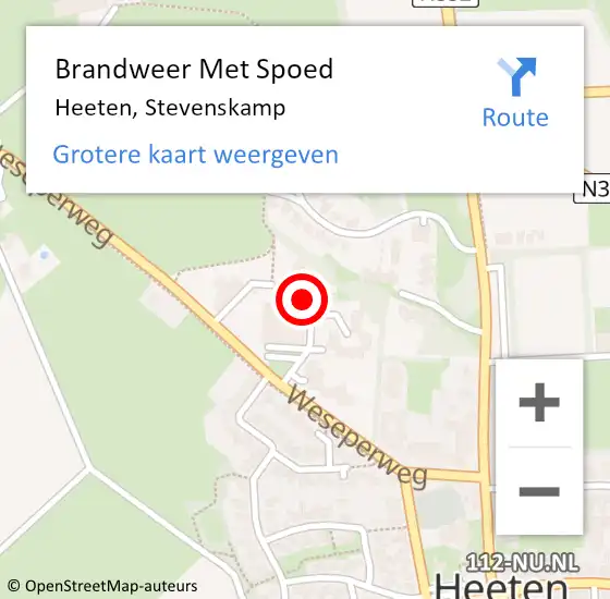 Locatie op kaart van de 112 melding: Brandweer Met Spoed Naar Heeten, Stevenskamp op 9 mei 2024 16:55