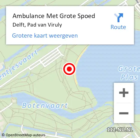 Locatie op kaart van de 112 melding: Ambulance Met Grote Spoed Naar Delft, Pad van Viruly op 9 mei 2024 17:02