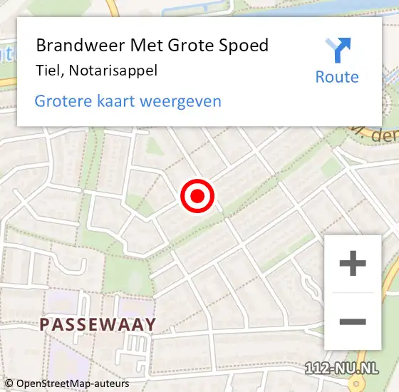 Locatie op kaart van de 112 melding: Brandweer Met Grote Spoed Naar Tiel, Notarisappel op 9 mei 2024 17:03