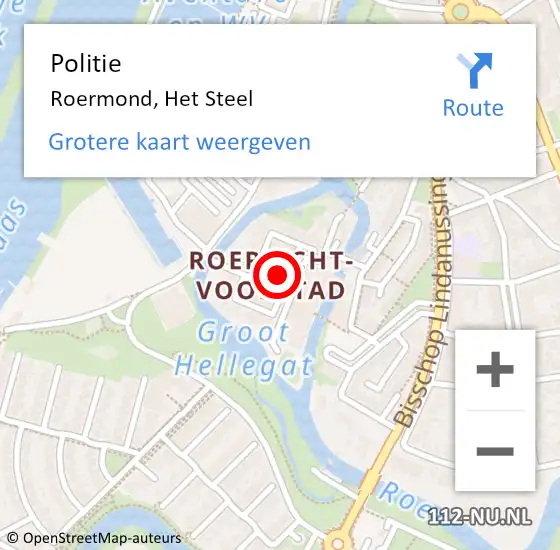 Locatie op kaart van de 112 melding: Politie Roermond, Het Steel op 9 mei 2024 17:05