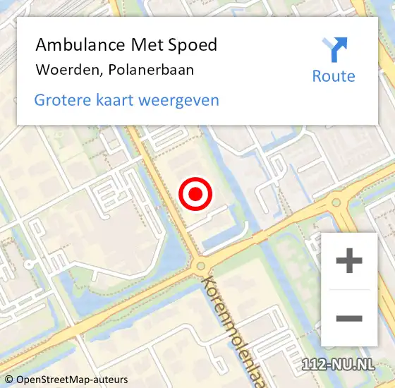 Locatie op kaart van de 112 melding: Ambulance Met Spoed Naar Woerden, Polanerbaan op 9 mei 2024 17:08