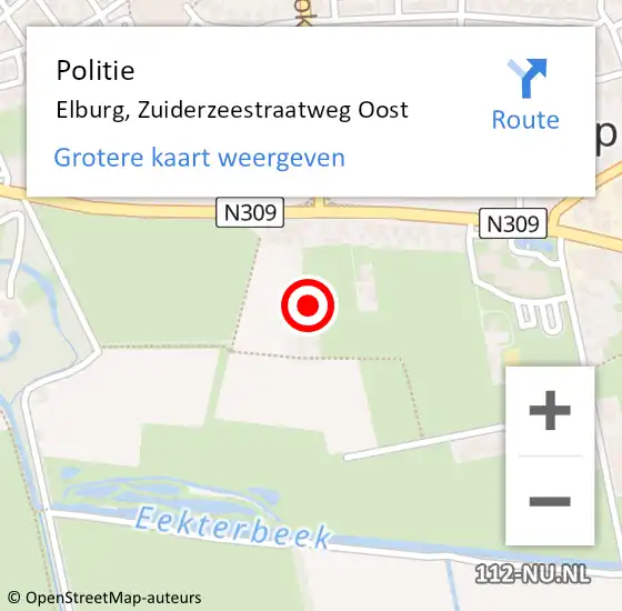 Locatie op kaart van de 112 melding: Politie Elburg, Zuiderzeestraatweg Oost op 9 mei 2024 17:16