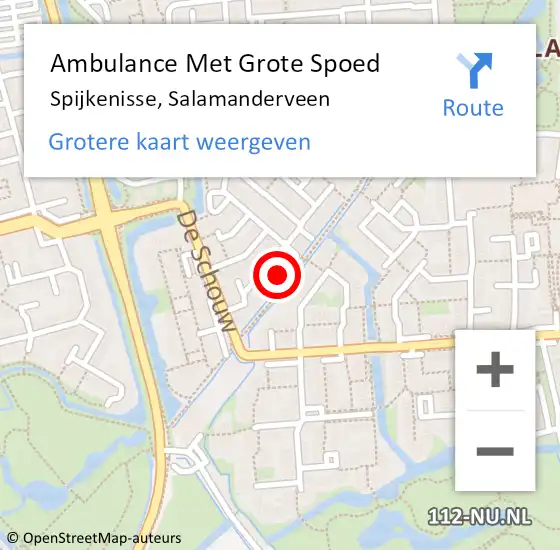 Locatie op kaart van de 112 melding: Ambulance Met Grote Spoed Naar Spijkenisse, Salamanderveen op 9 mei 2024 17:19