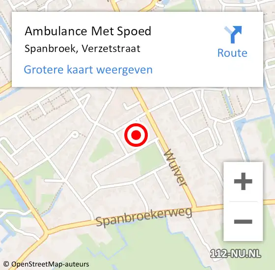 Locatie op kaart van de 112 melding: Ambulance Met Spoed Naar Spanbroek, Verzetstraat op 9 mei 2024 17:45