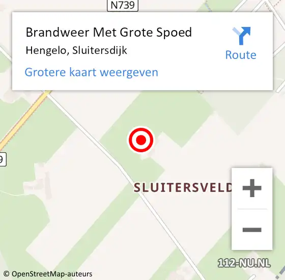 Locatie op kaart van de 112 melding: Brandweer Met Grote Spoed Naar Hengelo, Sluitersdijk op 9 mei 2024 17:48