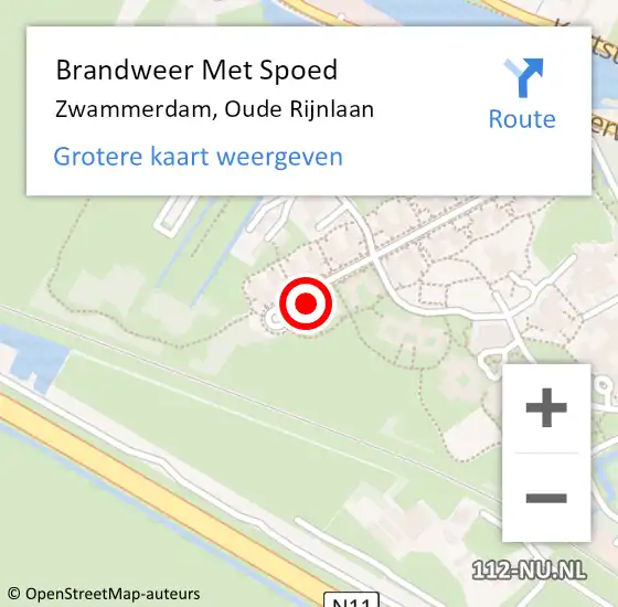 Locatie op kaart van de 112 melding: Brandweer Met Spoed Naar Zwammerdam, Oude Rijnlaan op 9 mei 2024 17:51