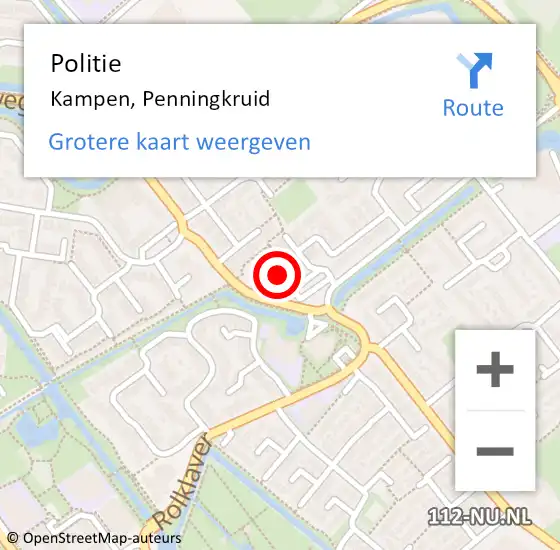 Locatie op kaart van de 112 melding: Politie Kampen, Penningkruid op 9 mei 2024 18:06