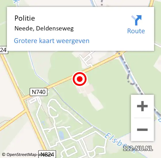 Locatie op kaart van de 112 melding: Politie Neede, Deldenseweg op 9 mei 2024 18:08