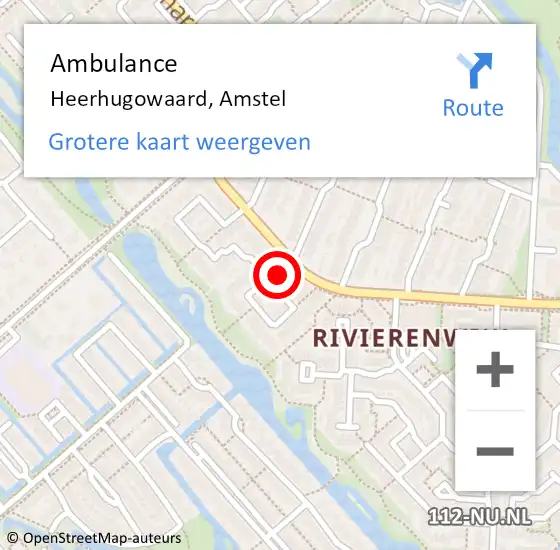 Locatie op kaart van de 112 melding: Ambulance Heerhugowaard, Amstel op 9 mei 2024 18:13