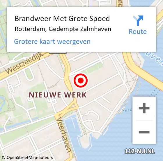 Locatie op kaart van de 112 melding: Brandweer Met Grote Spoed Naar Rotterdam, Gedempte Zalmhaven op 9 mei 2024 18:19
