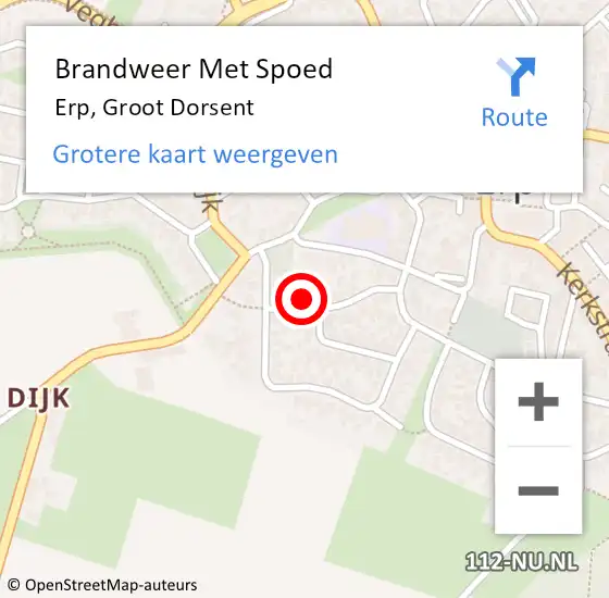 Locatie op kaart van de 112 melding: Brandweer Met Spoed Naar Erp, Groot Dorsent op 9 mei 2024 18:35