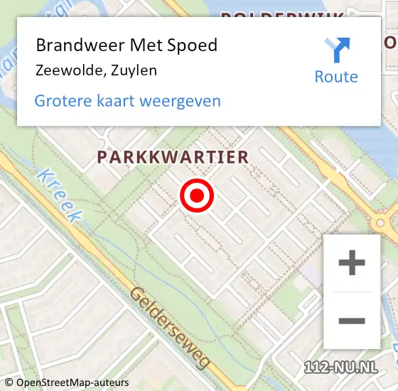 Locatie op kaart van de 112 melding: Brandweer Met Spoed Naar Zeewolde, Zuylen op 9 mei 2024 18:42