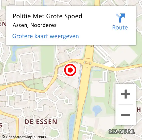 Locatie op kaart van de 112 melding: Politie Met Grote Spoed Naar Assen, Noorderes op 9 mei 2024 18:47