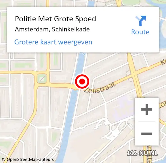 Locatie op kaart van de 112 melding: Politie Met Grote Spoed Naar Amsterdam, Schinkelkade op 9 mei 2024 19:08