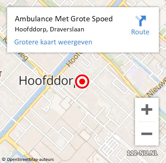 Locatie op kaart van de 112 melding: Ambulance Met Grote Spoed Naar Hoofddorp, Draverslaan op 9 mei 2024 19:14