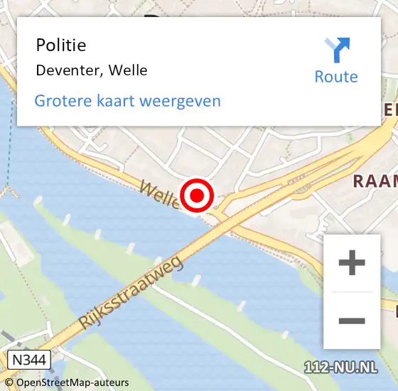 Locatie op kaart van de 112 melding: Politie Deventer, Welle op 9 mei 2024 19:16