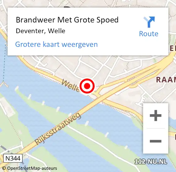 Locatie op kaart van de 112 melding: Brandweer Met Grote Spoed Naar Deventer, Welle op 9 mei 2024 19:16