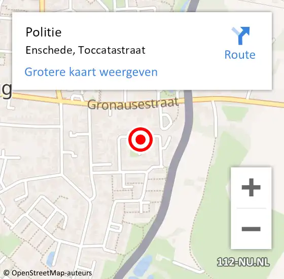 Locatie op kaart van de 112 melding: Politie Enschede, Toccatastraat op 9 mei 2024 19:26