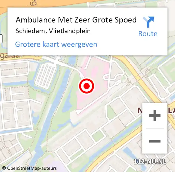 Locatie op kaart van de 112 melding: Ambulance Met Zeer Grote Spoed Naar Schiedam, Vlietlandplein op 9 mei 2024 19:35
