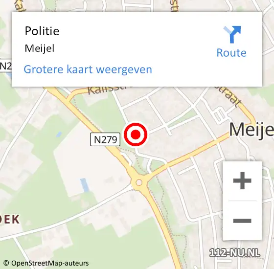 Locatie op kaart van de 112 melding: Politie Meijel op 9 mei 2024 19:36