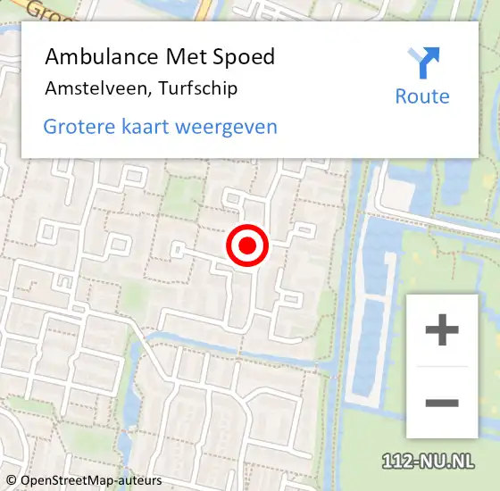 Locatie op kaart van de 112 melding: Ambulance Met Spoed Naar Amstelveen, Turfschip op 9 mei 2024 19:45