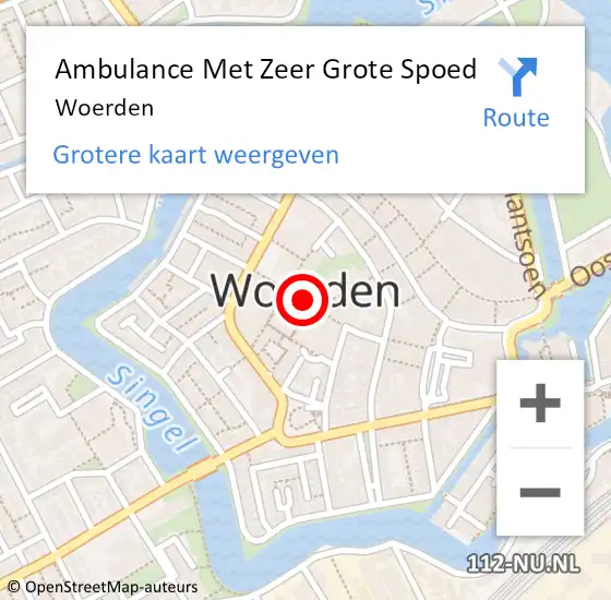 Locatie op kaart van de 112 melding: Ambulance Met Zeer Grote Spoed Naar Woerden op 9 mei 2024 19:50