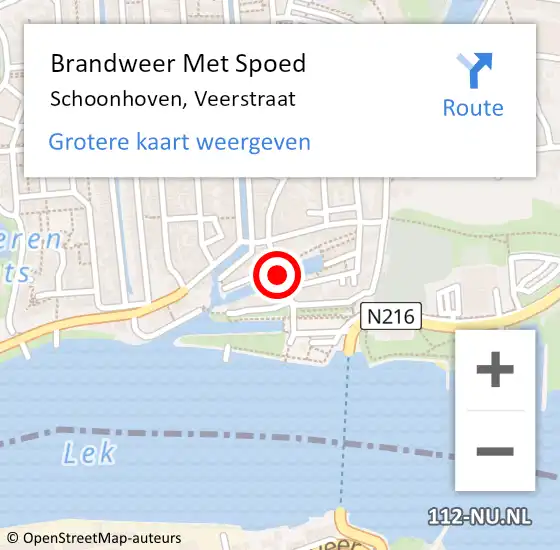 Locatie op kaart van de 112 melding: Brandweer Met Spoed Naar Schoonhoven, Veerstraat op 9 mei 2024 19:52