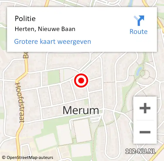 Locatie op kaart van de 112 melding: Politie Herten, Nieuwe Baan op 9 mei 2024 19:52