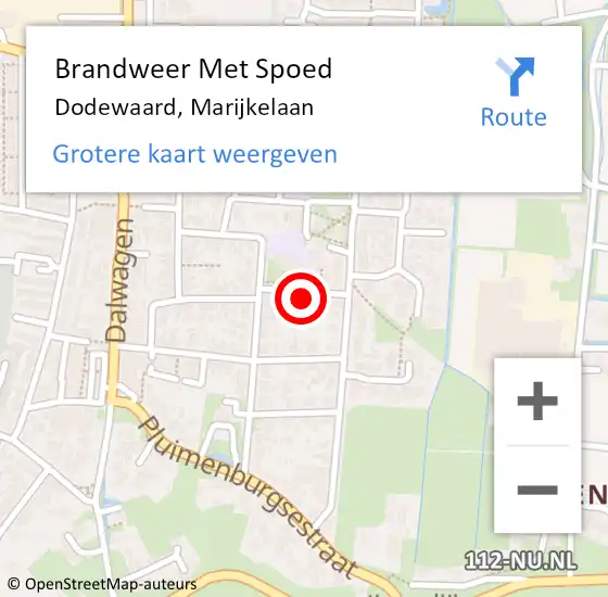 Locatie op kaart van de 112 melding: Brandweer Met Spoed Naar Dodewaard, Marijkelaan op 9 mei 2024 19:56