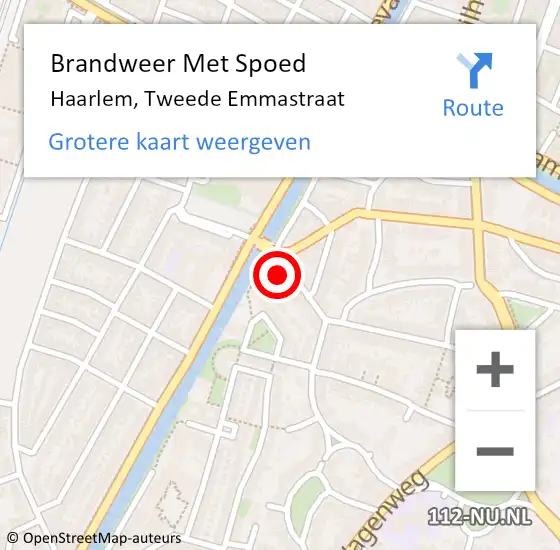 Locatie op kaart van de 112 melding: Brandweer Met Spoed Naar Haarlem, Tweede Emmastraat op 9 mei 2024 20:00