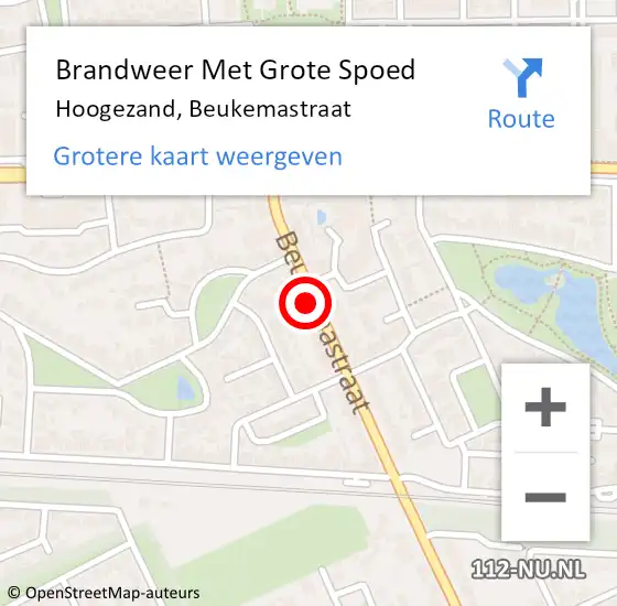 Locatie op kaart van de 112 melding: Brandweer Met Grote Spoed Naar Hoogezand, Beukemastraat op 9 mei 2024 20:03