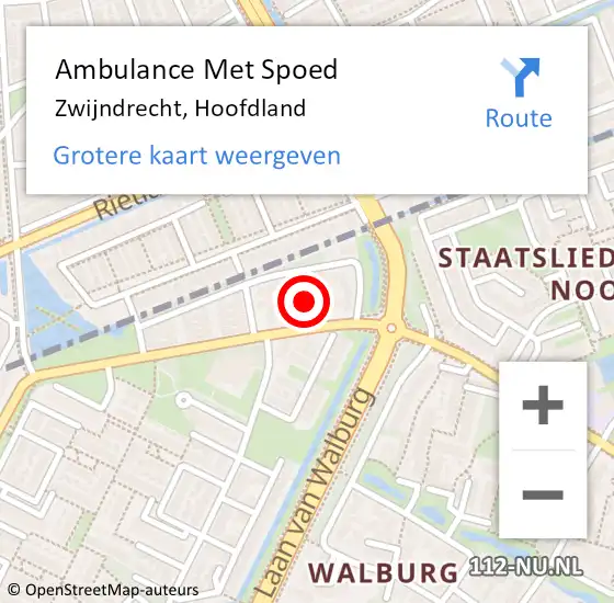 Locatie op kaart van de 112 melding: Ambulance Met Spoed Naar Zwijndrecht, Hoofdland op 9 mei 2024 20:11