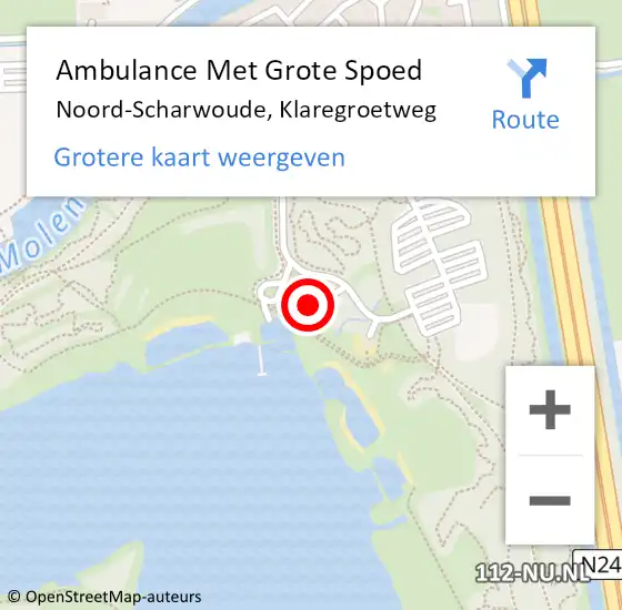 Locatie op kaart van de 112 melding: Ambulance Met Grote Spoed Naar Noord-Scharwoude, Klaregroetweg op 9 mei 2024 20:14