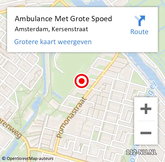 Locatie op kaart van de 112 melding: Ambulance Met Grote Spoed Naar Amsterdam, Kersenstraat op 9 mei 2024 20:14