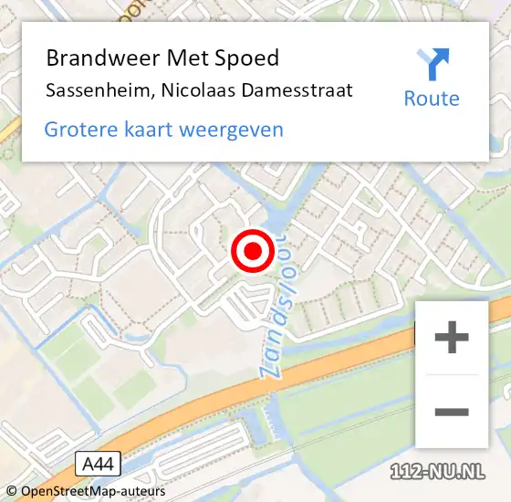 Locatie op kaart van de 112 melding: Brandweer Met Spoed Naar Sassenheim, Nicolaas Damesstraat op 9 mei 2024 20:17