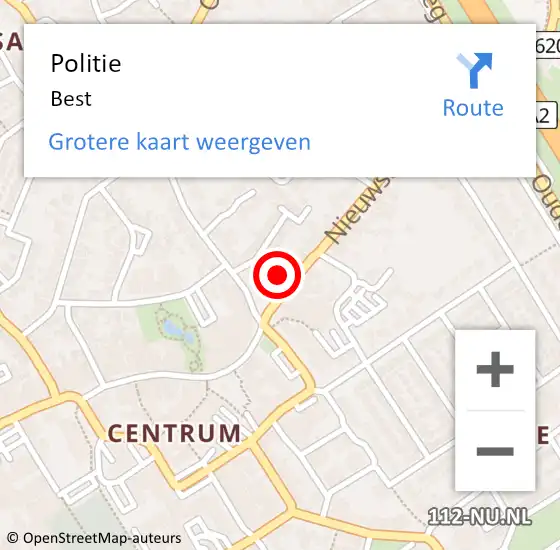 Locatie op kaart van de 112 melding: Politie Best op 9 mei 2024 20:26