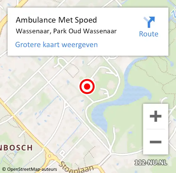 Locatie op kaart van de 112 melding: Ambulance Met Spoed Naar Wassenaar, Park Oud Wassenaar op 9 mei 2024 20:36