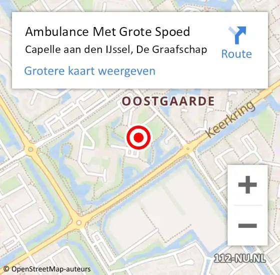 Locatie op kaart van de 112 melding: Ambulance Met Grote Spoed Naar Capelle aan den IJssel, De Graafschap op 9 mei 2024 20:44