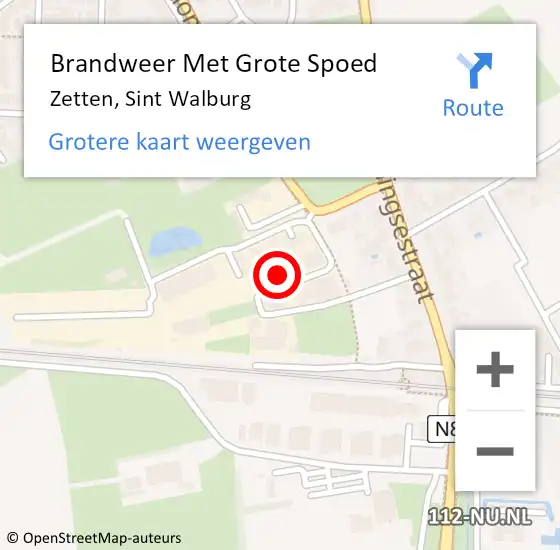 Locatie op kaart van de 112 melding: Brandweer Met Grote Spoed Naar Zetten, Sint Walburg op 9 mei 2024 20:59