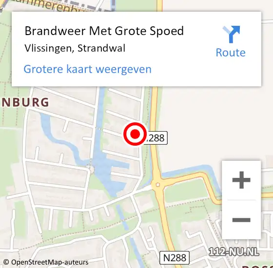 Locatie op kaart van de 112 melding: Brandweer Met Grote Spoed Naar Vlissingen, Strandwal op 9 mei 2024 21:12