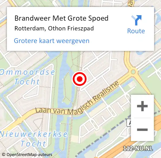 Locatie op kaart van de 112 melding: Brandweer Met Grote Spoed Naar Rotterdam, Othon Frieszpad op 9 mei 2024 21:16