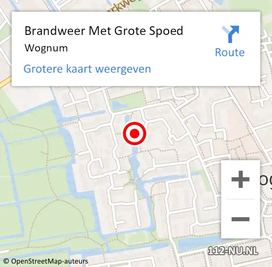 Locatie op kaart van de 112 melding: Brandweer Met Grote Spoed Naar Wognum op 9 mei 2024 21:52