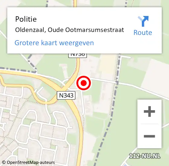 Locatie op kaart van de 112 melding: Politie Oldenzaal, Oude Ootmarsumsestraat op 9 mei 2024 21:56