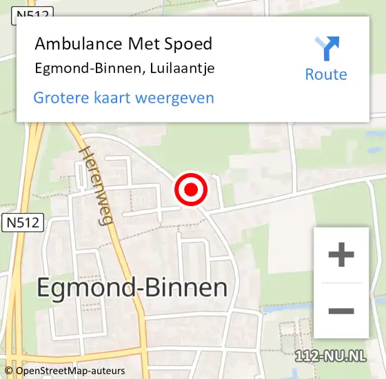 Locatie op kaart van de 112 melding: Ambulance Met Spoed Naar Egmond-Binnen, Luilaantje op 9 mei 2024 22:14